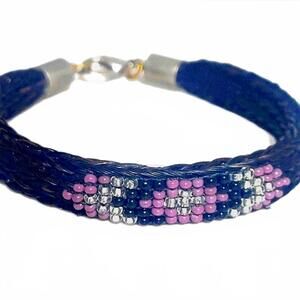 Purple Black Seed Bead Western Southwestern Bracelet